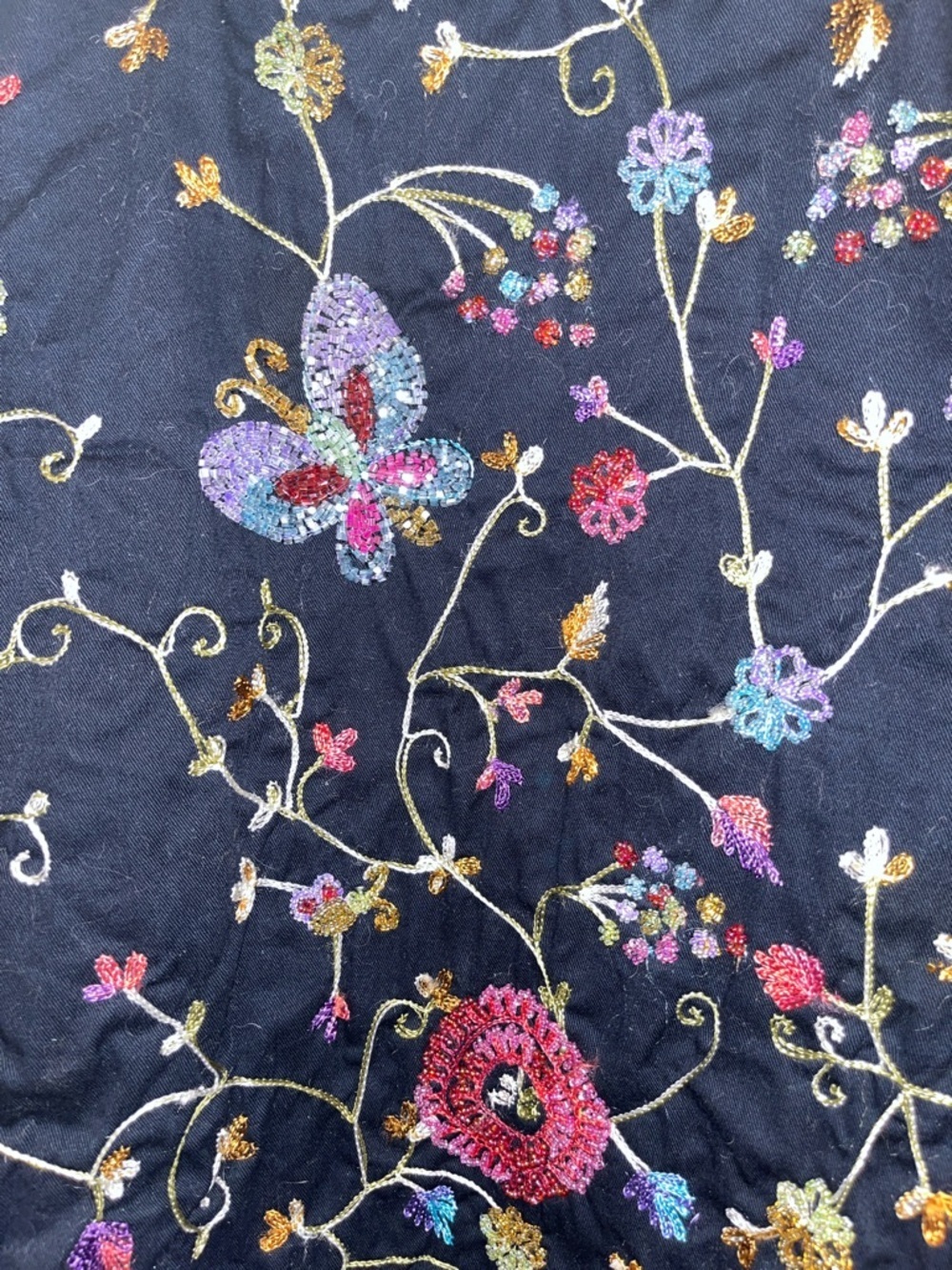 Quacker Favtory Embroidered / Embellished Black Floral Button-Up Jacket - Picture 10 of 14